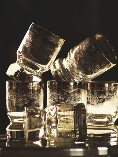 Bleikristall Gläser Murano Goldrand Silberrand