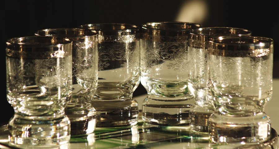 Bleikristall Gläser Murano Goldrand Silberrand