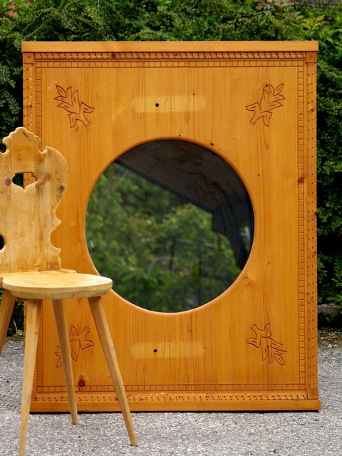 WANDSPIEGEL groß Holz Spiegel geschnitztes Bauernmöbel Landhausstil